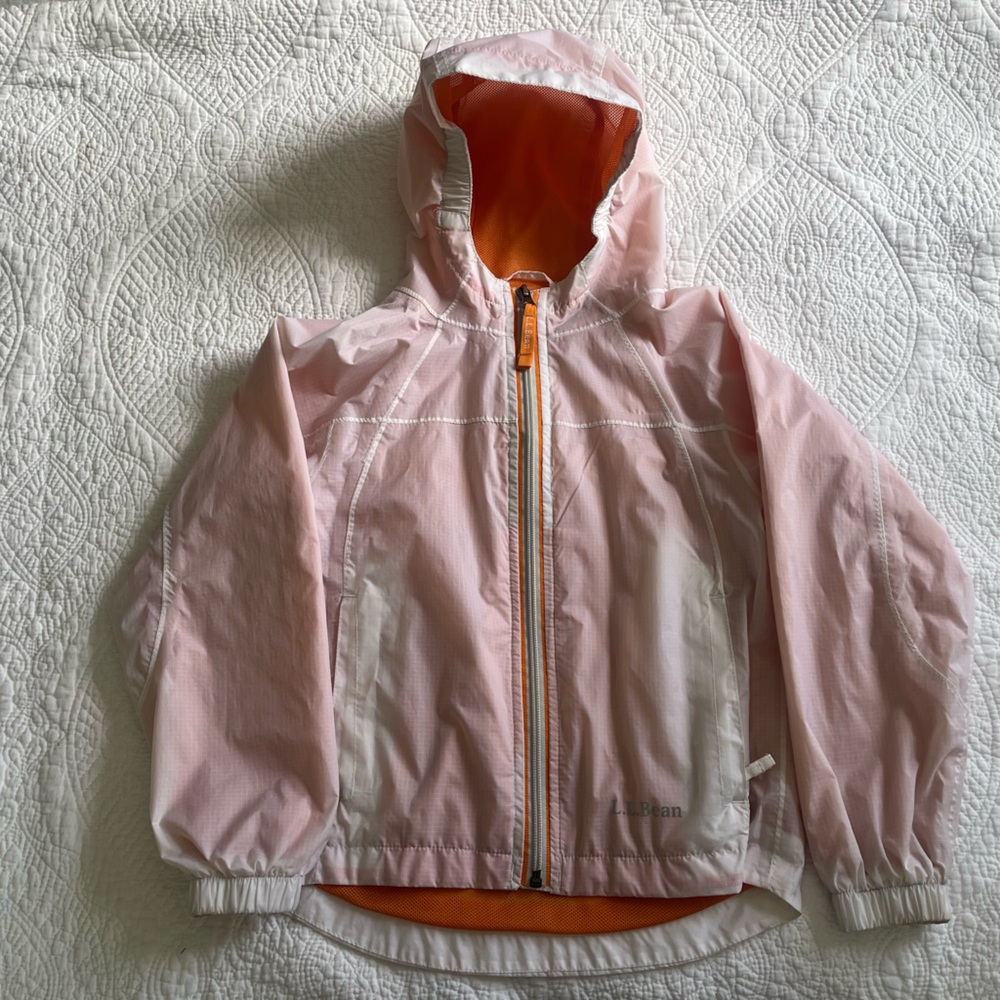 LL Bean Hooded Mesh Lined Nylon Zip Up Windbreaker Jacket Vintage 5 6 XS s Kids